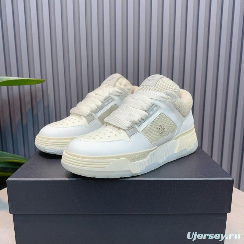 2024 Unisex Amiri White Mesh Leather Sneakers MJ00360