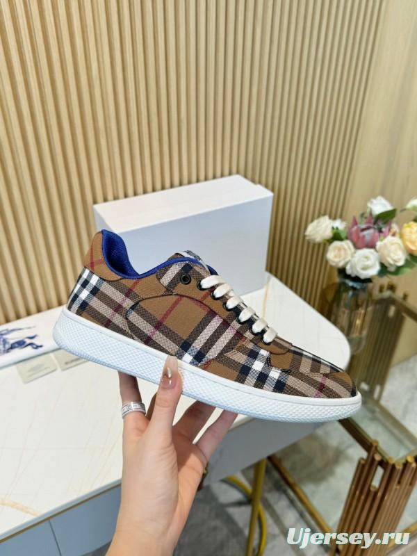 2024 Men Burberry Brown Black White Canvas Casual Sneakers MJ00320
