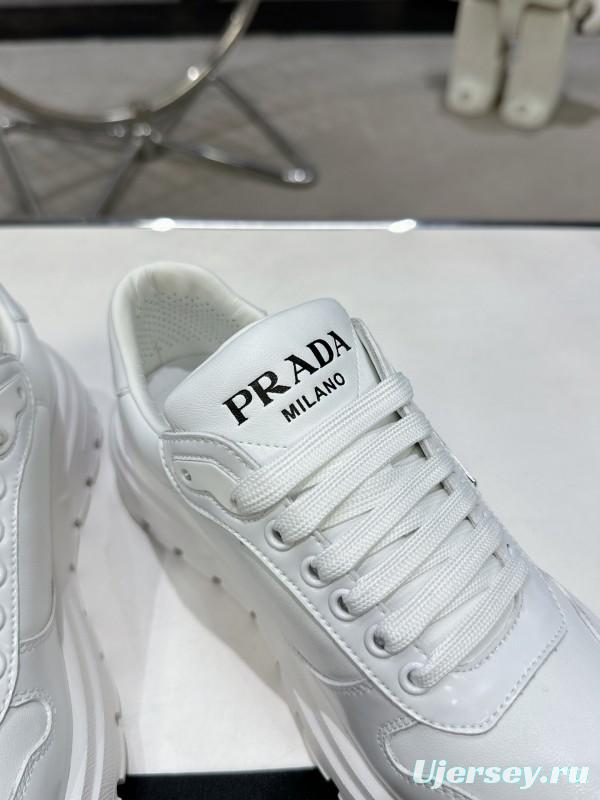 2025 Men Prada White Leather Sneakers KFY00310