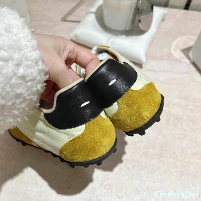 2025 Unisex MM6 Maison Margiela Yellow White Nylon Suede Sneakers