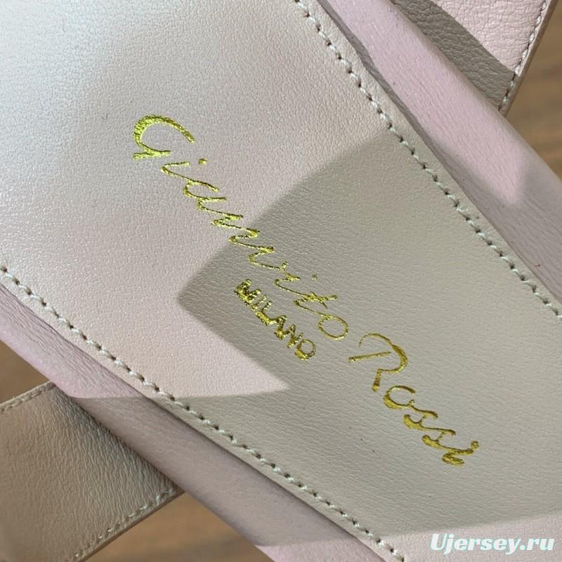 2025 Women Gianvito Rossi Light Pink Leather Platform Sandals