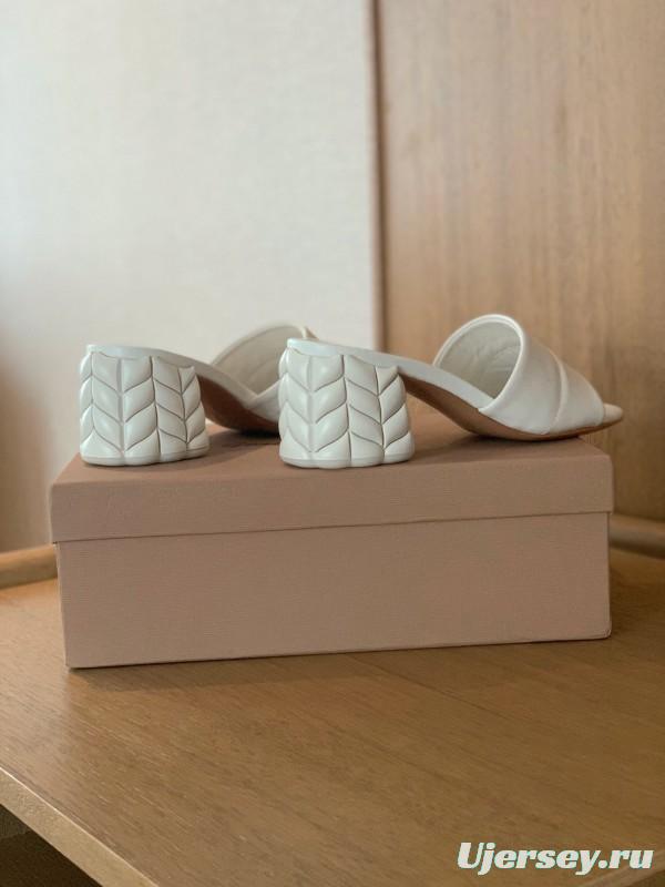 2025 Women Gianvito Rossi White Leather Slippers KFY00260