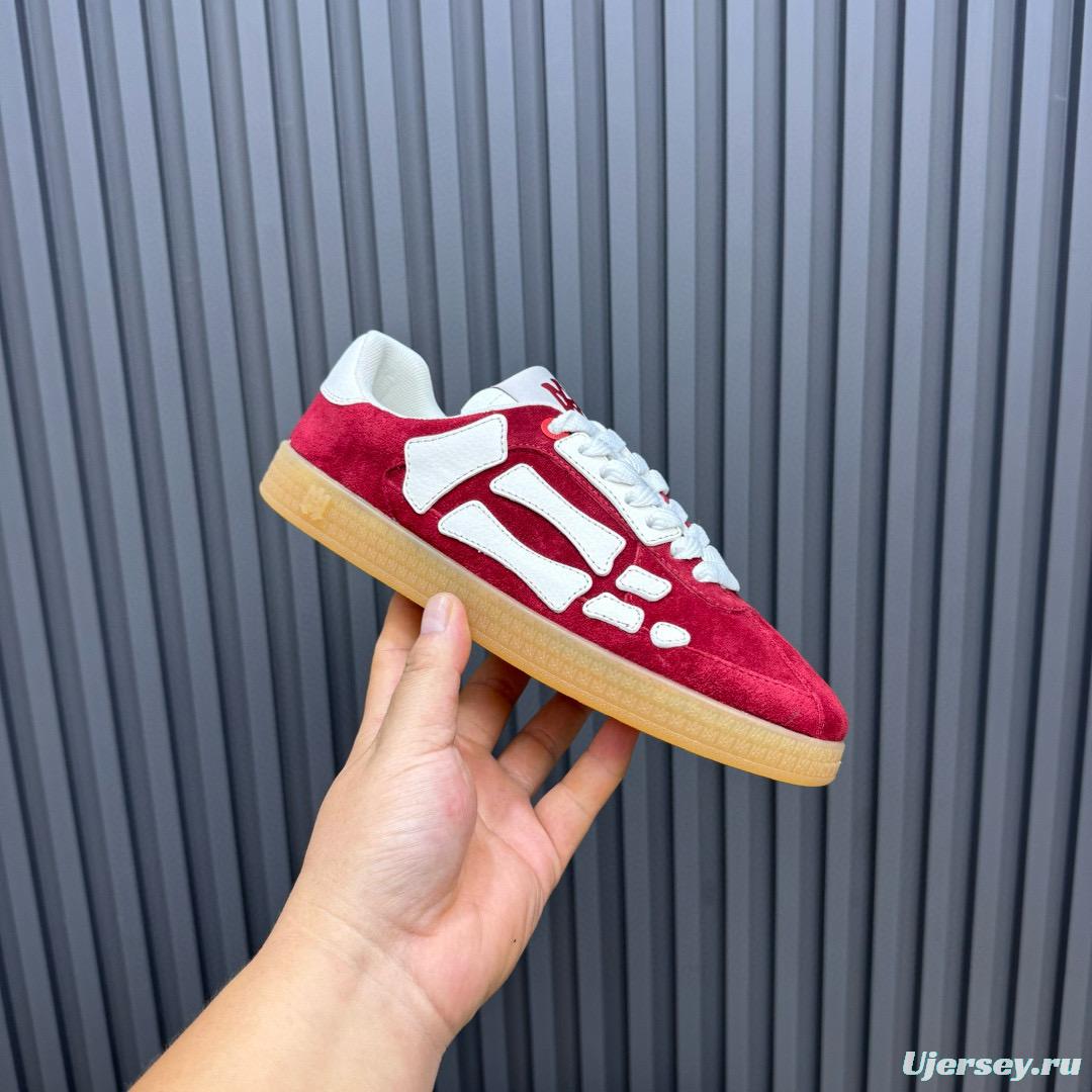 2024 Unisex Amiri Red White Suede Leather Sneakers MJ00300