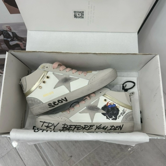 2024 Unisex GGDB White Pink Grey Suede Leather High Top Sneakers MJ00300