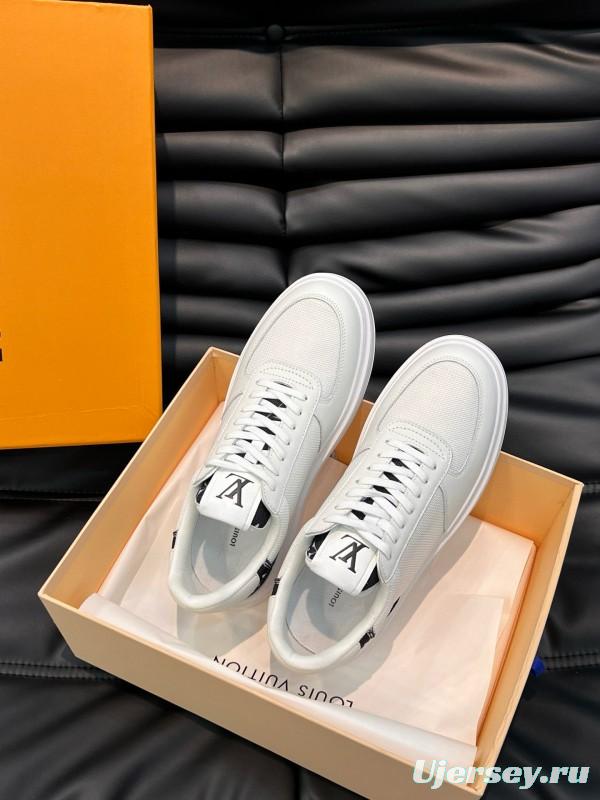 2024 Men Louis Vuitton White Leather Mesh Sneakers MJ00400