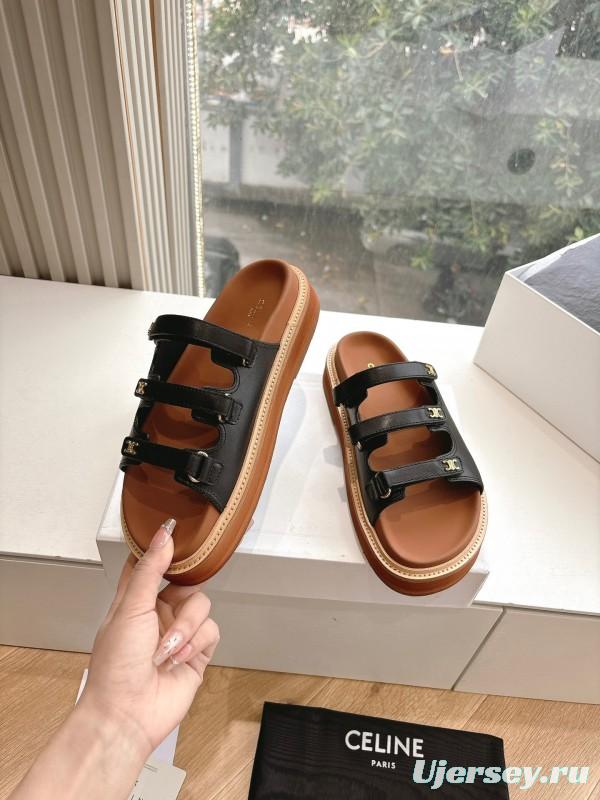 2025 CELINE Black Leather Slippers