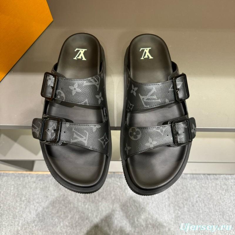 2024 Louis Vuitton Black Leather Slippers MJ00210