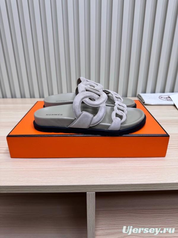 2025 Slippers Hermès Grey Suede Slippers