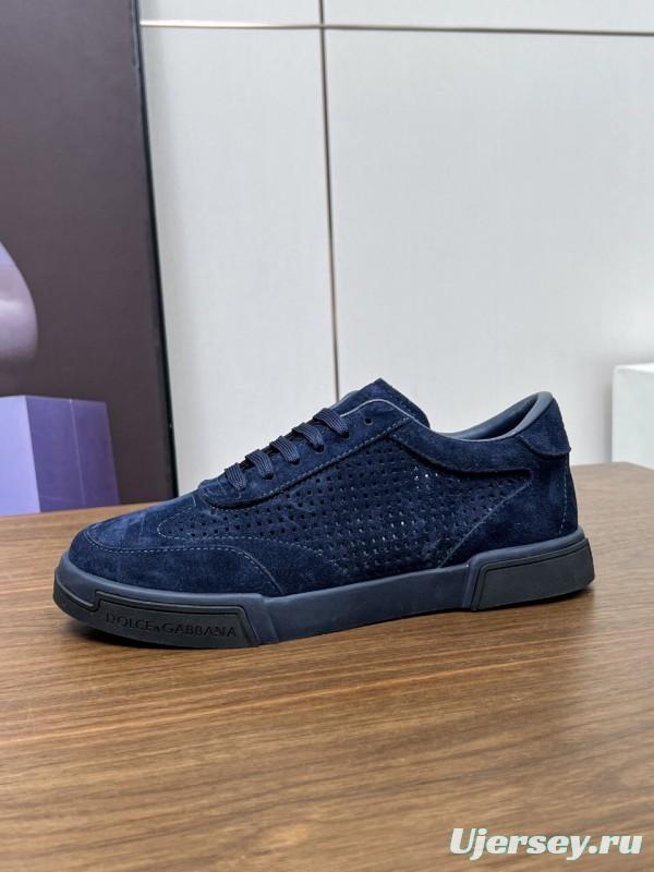 2025 Men Dolce & Gabbana Navy Suede Sneakers LY00280