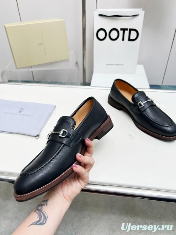 2024 Men Brunello Cucinelli Black Leather Loafers MJ00480