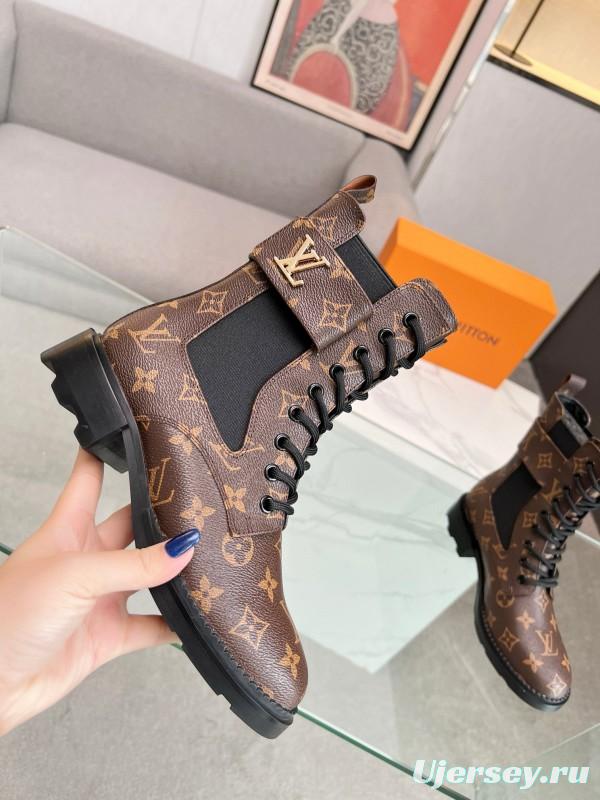 2024 Women Louis Vuitton Brown Leather Boots MJ00320