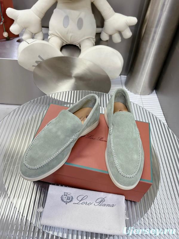 2025 Men LP Light Green Suede Loafers LY00260