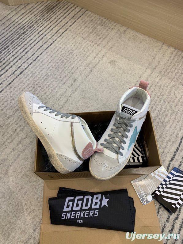 2024 Unisex GGDB White Blue Suede Leather High Top Sneakers MJ00300