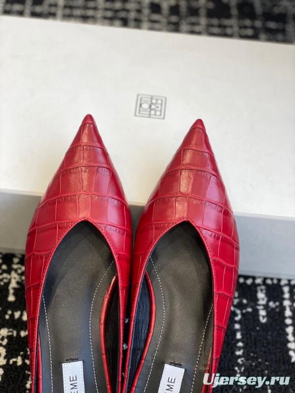 2025 Women Toteme Red Leather Pointed Toe Mule KFY00290