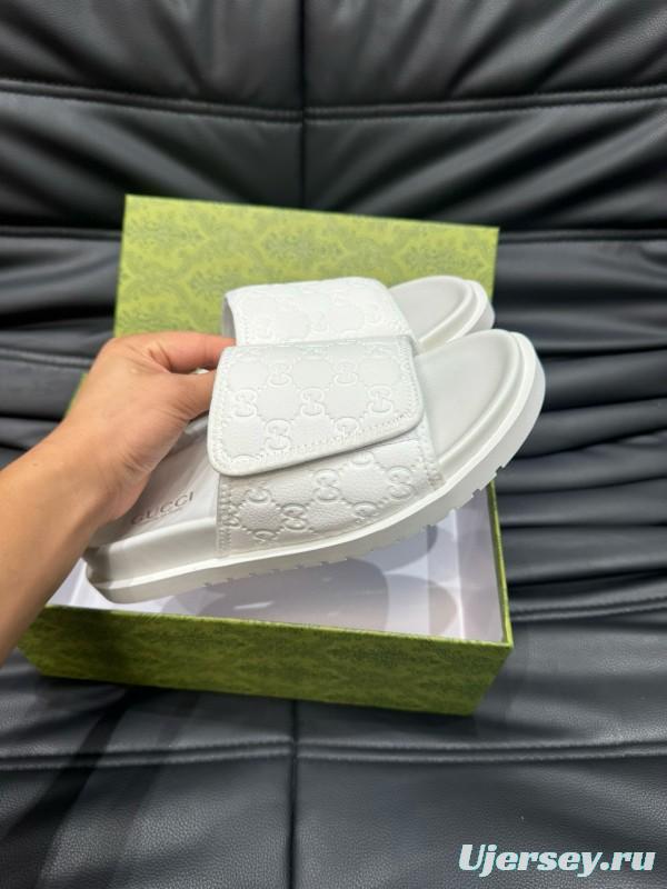 2024 Slippers Gucci White Leather Slippers MJ00200