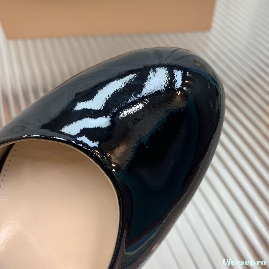 2025 Women Gianvito Rossi Black Patent Leather Platform Sandals KFY00340