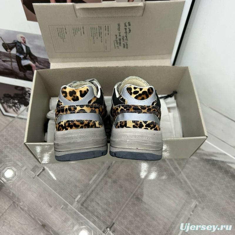 2024 Women GGDB Leopard Black Grey Mesh Leather Sneakers