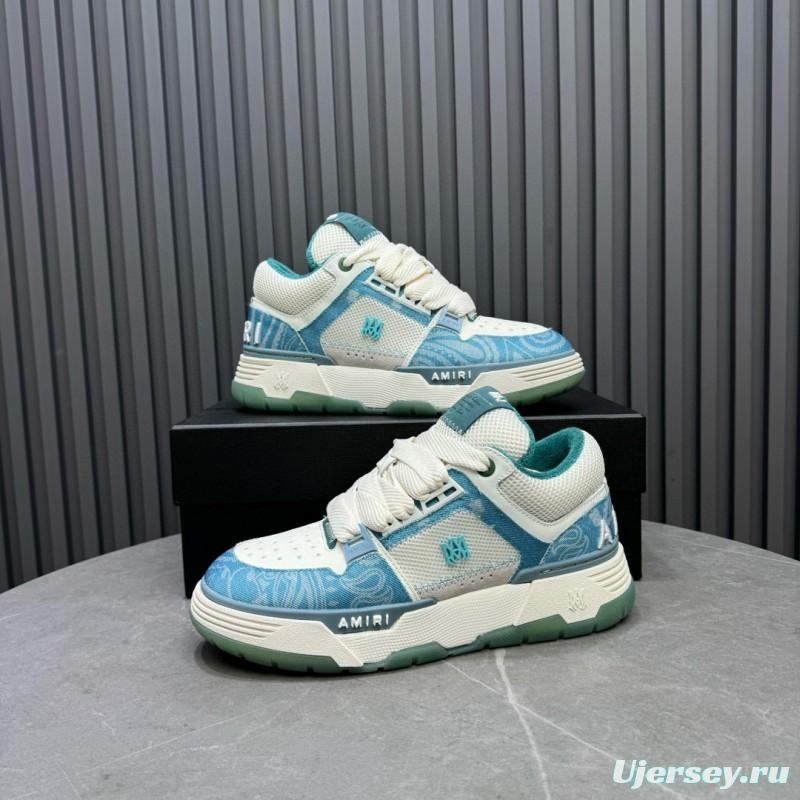 2024 Unisex Amiri Blue White Mesh Leather Sneakers MJ00360