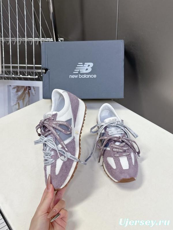 2025 Women New Balance White Purple Suede Mesh Running Shoes KFY00270