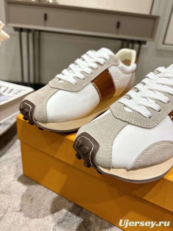 2025 Women TOD'S White Brown Beige Leather Suede Sneakers