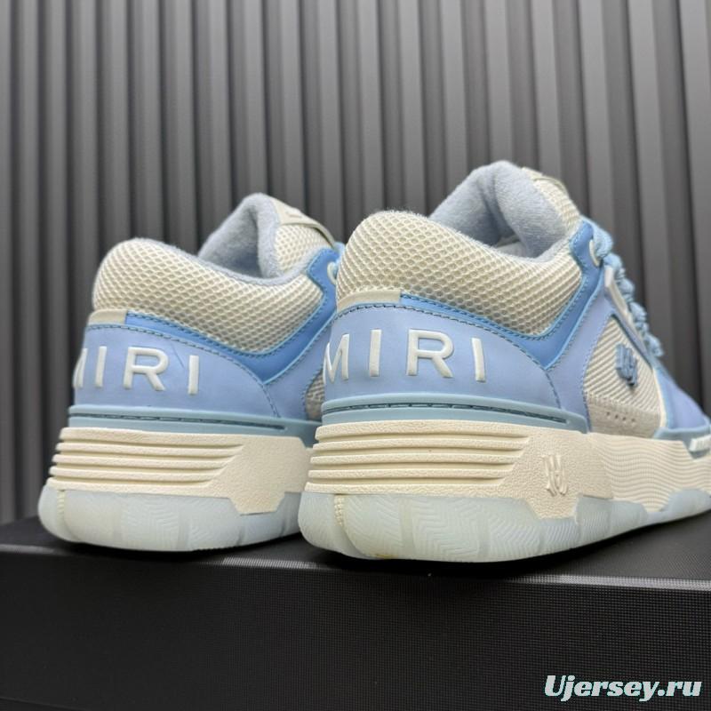 2024 Unisex Amiri Light Blue White Leather Mesh Sneakers MJ00360