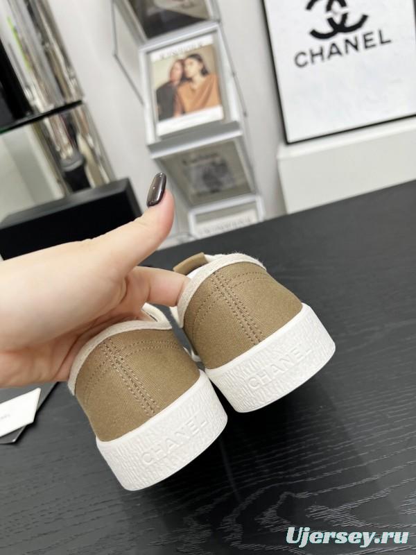 2025 Women Chanel Brown Canvas Sneakers LY00230