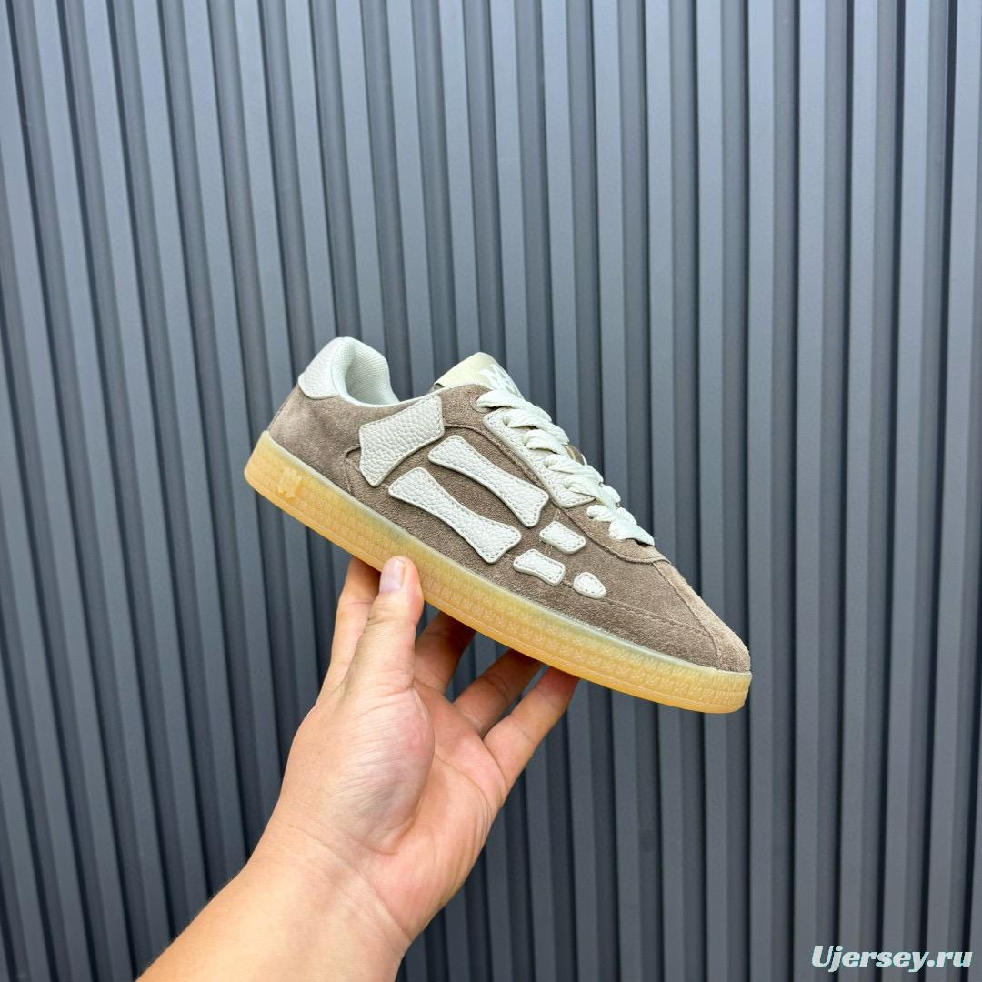 2024 Unisex Amiri Beige White Suede Leather Sneakers MJ00300