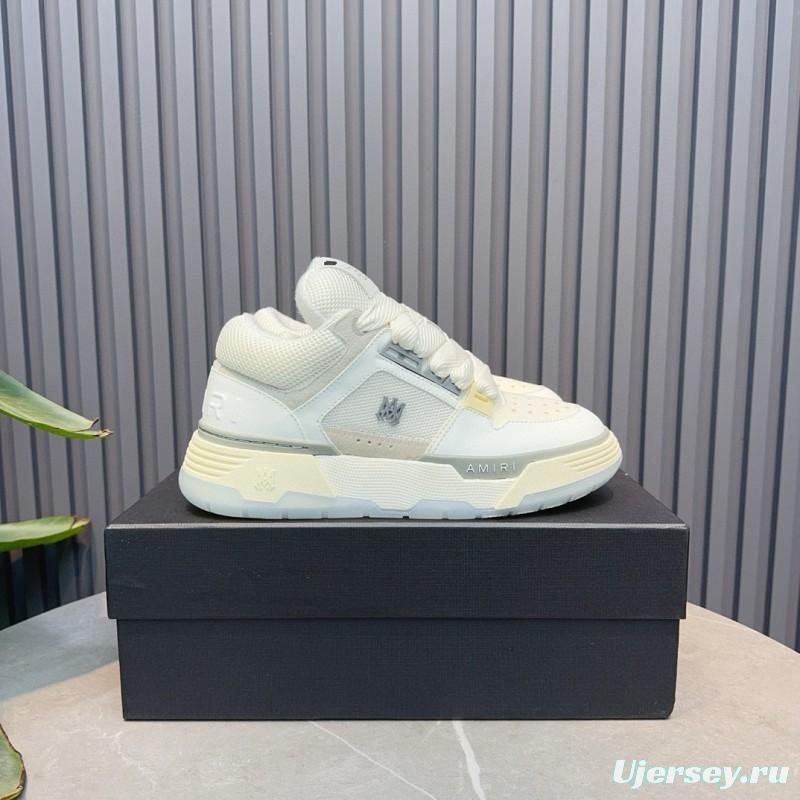 2024 Unisex Amiri White Beige Leather Mesh Sneakers MJ00360