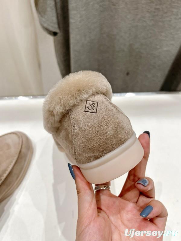 2024 Women LP Beige Suede Loafers Shearling MJ00300
