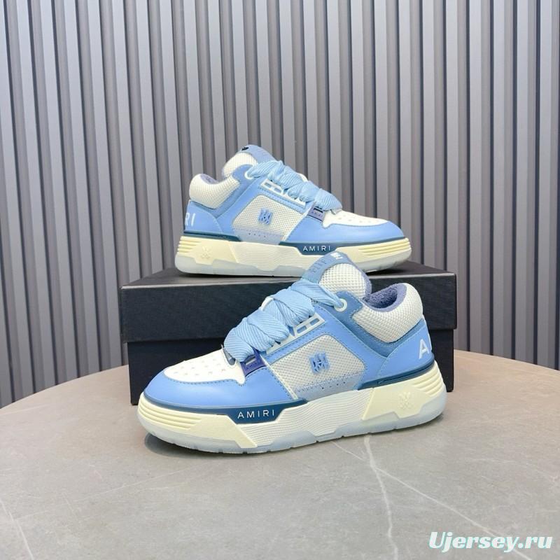 2024 Unisex Amiri Blue White Mesh Leather Sneakers MJ00360