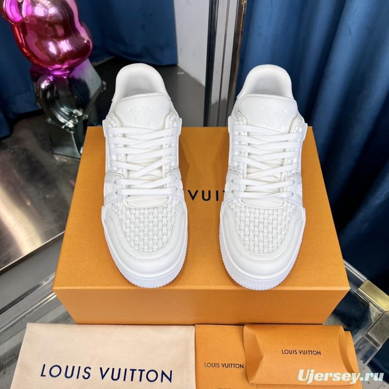 2025 Men Louis Vuitton White Leather Trainer