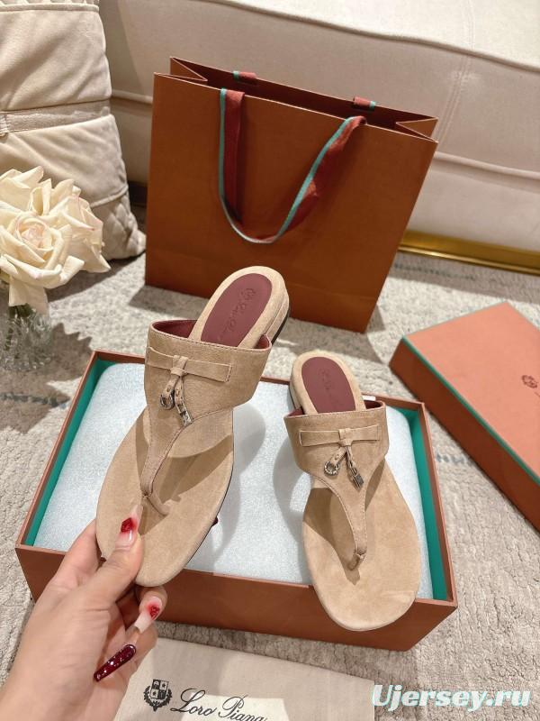 2025 Slippers LP Beige Suede Thong Sandal LY00250