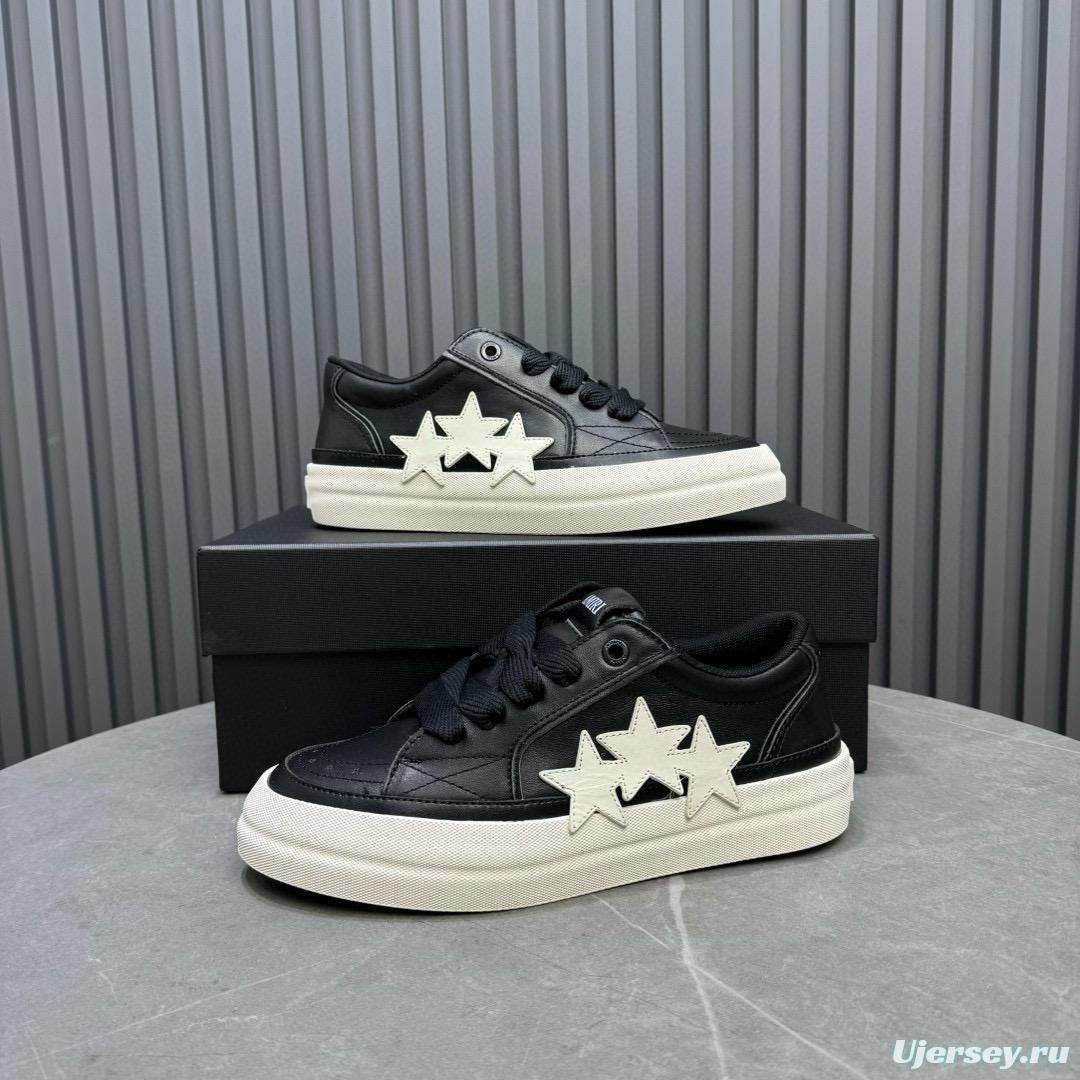 2024 Unisex Amiri Black White Leather Sneakers MJ00300