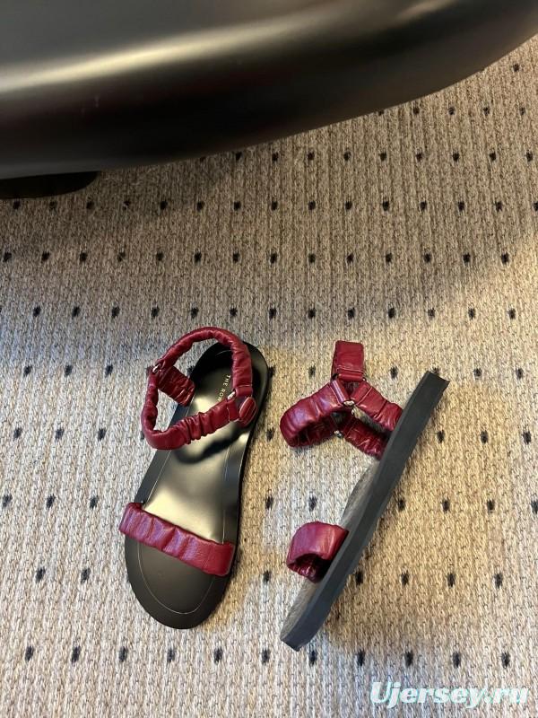 2025 Women The Row Burgundy Leather Sandals