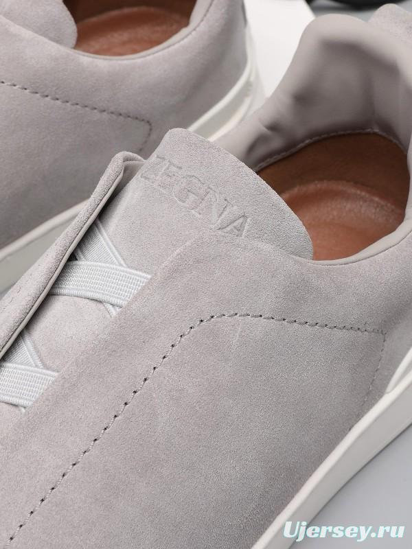 2024 Men Ermenegildo Zegna Grey Suede Sneakers MJ00240