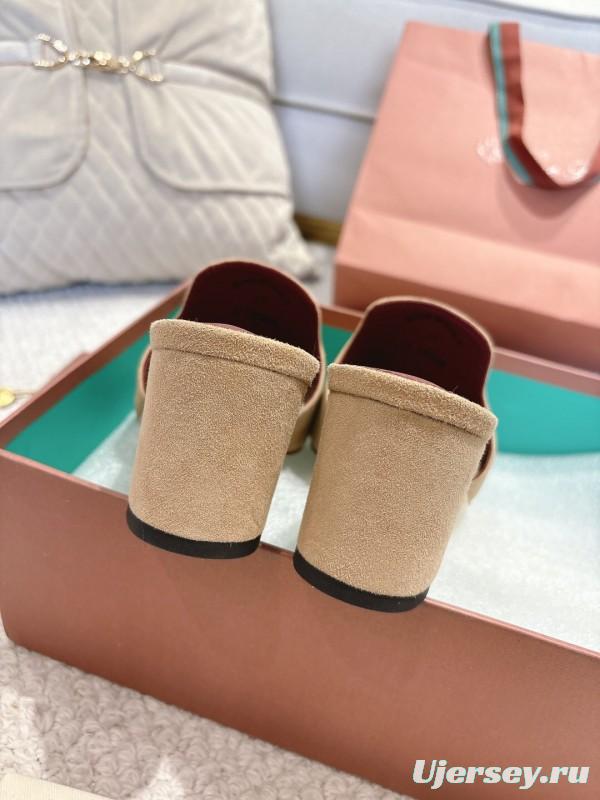 2025 Women LP Beige Suede Heeled Sandals