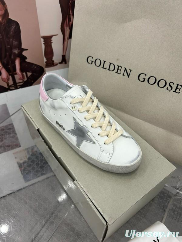 2025 Women GGDB White Pink Cowhide Leather Sneakers