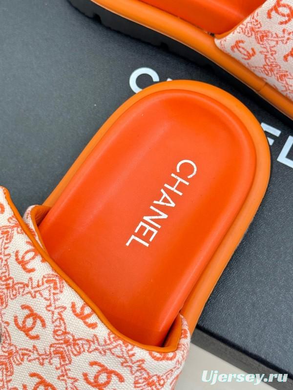 2025 Slippers Chanel Orange Nylon Slippers