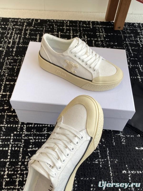 2025 Women Celine White Canvas Sneakers CR-03