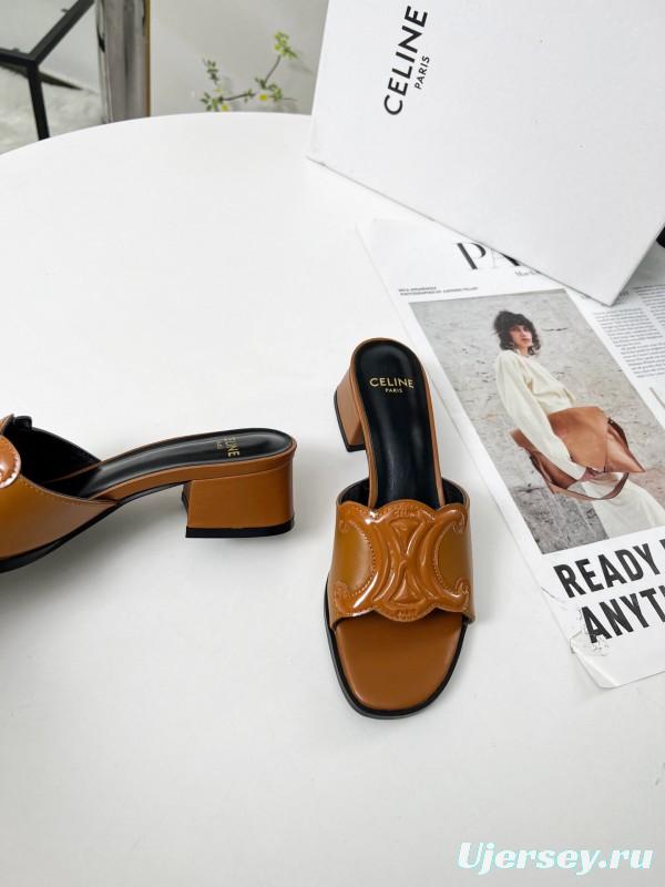 2025 Women Celine Brown Leather Sandals