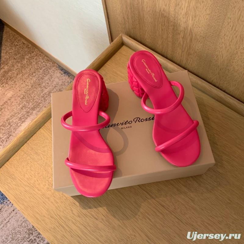 2025 Women Gianvito Rossi Pink Leather Sandals KFY00260
