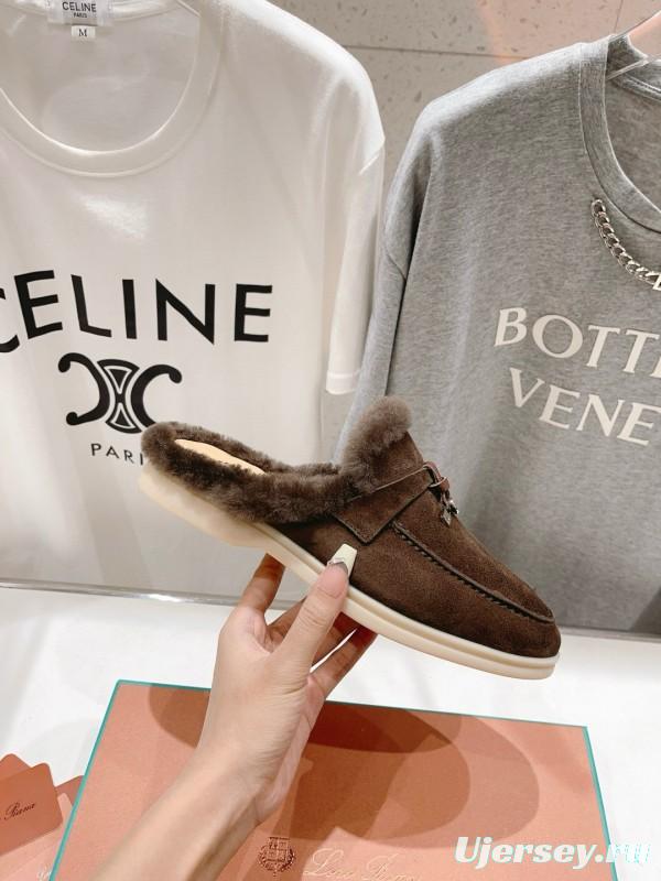2024 Women LP Brown Suede Shearling Loafers MJ00300