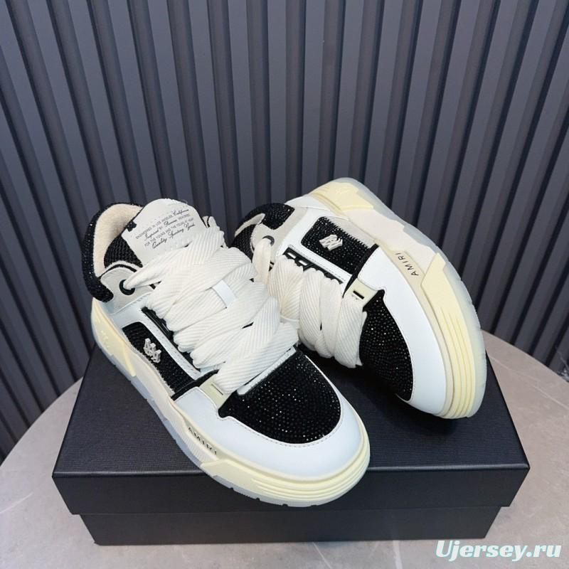 2024 Unisex Amiri Black White Leather Sneakers MJ00410