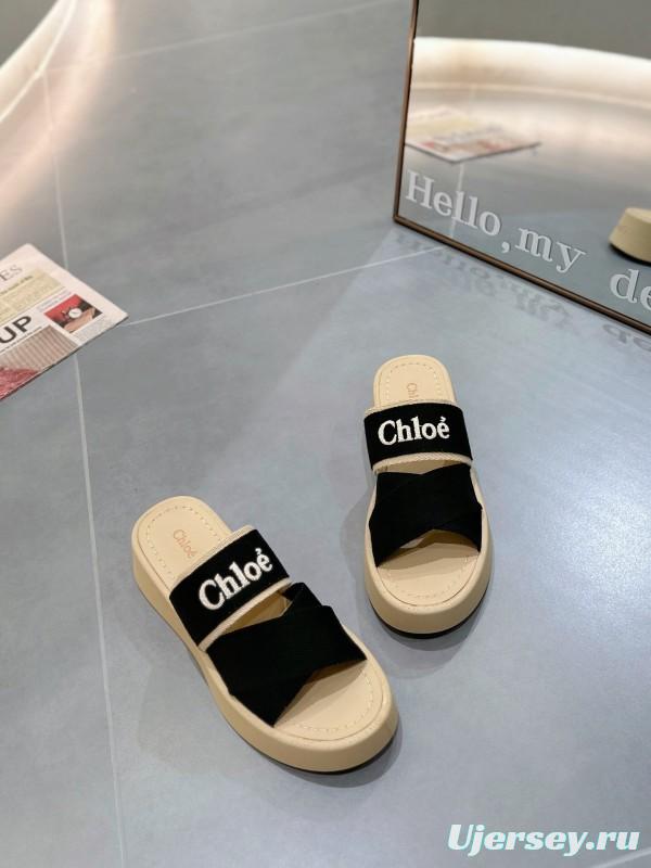 2025 Chloe Black Fabric Slippers LY00240