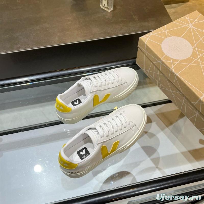 2025 Women VEJA White Yellow Leather Sneakers MJ00240(F)