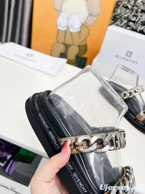 2025 Women Givenchy Black Transparent PVC Leather Sandals Chain LY00250