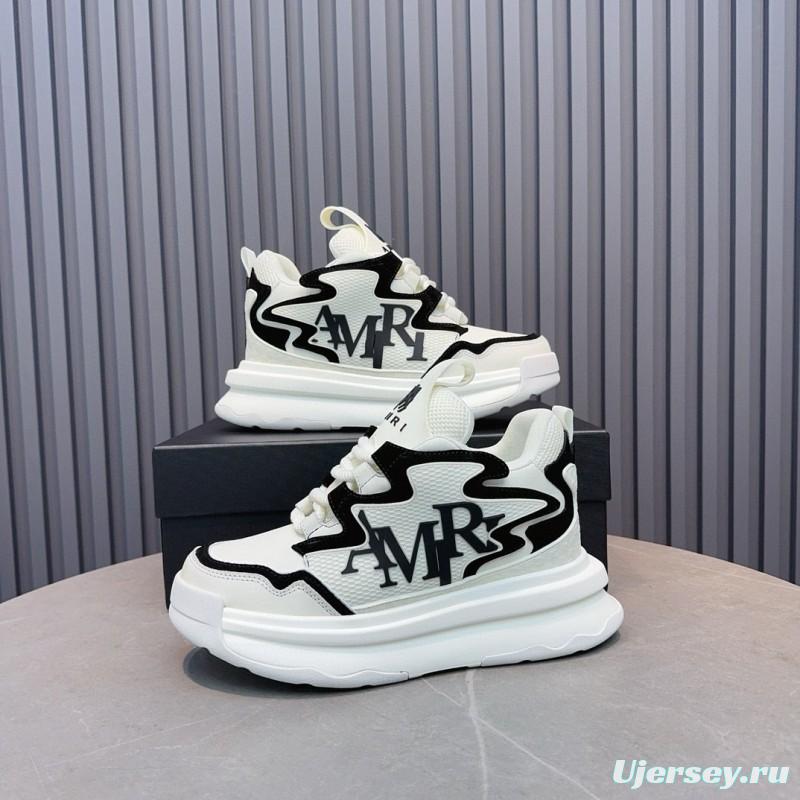 2024 Unisex Amiri White Black Mesh Leather Sneakers MJ00410