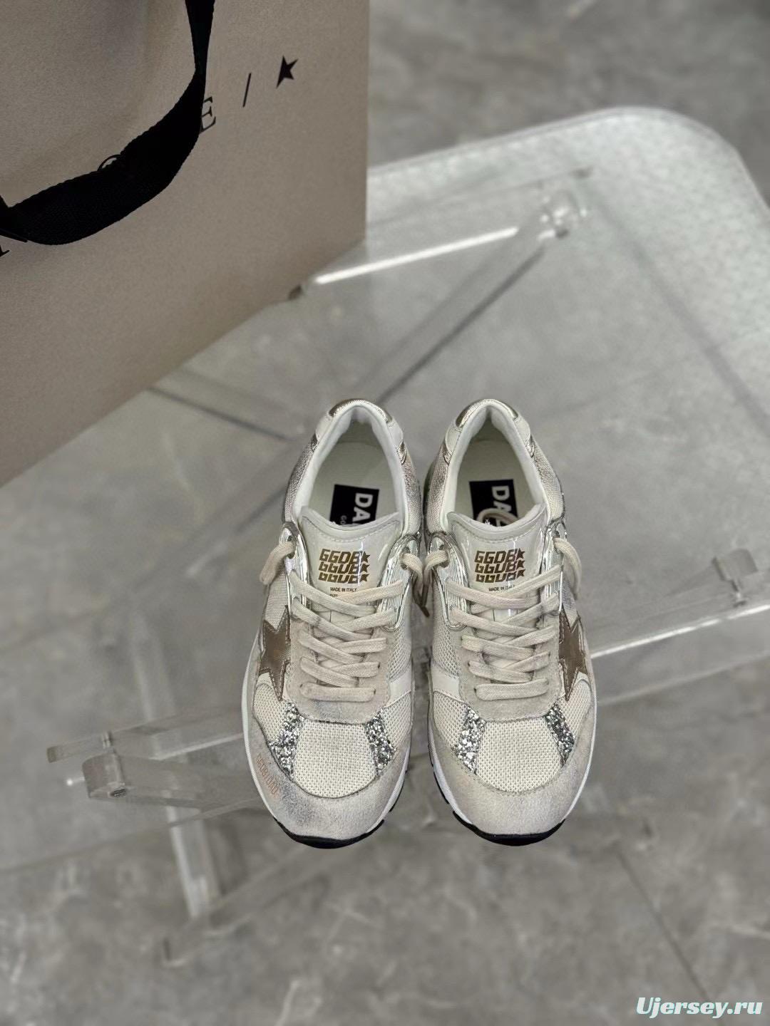 2024 Women GGDB Beige White Suede Mesh Sneakers