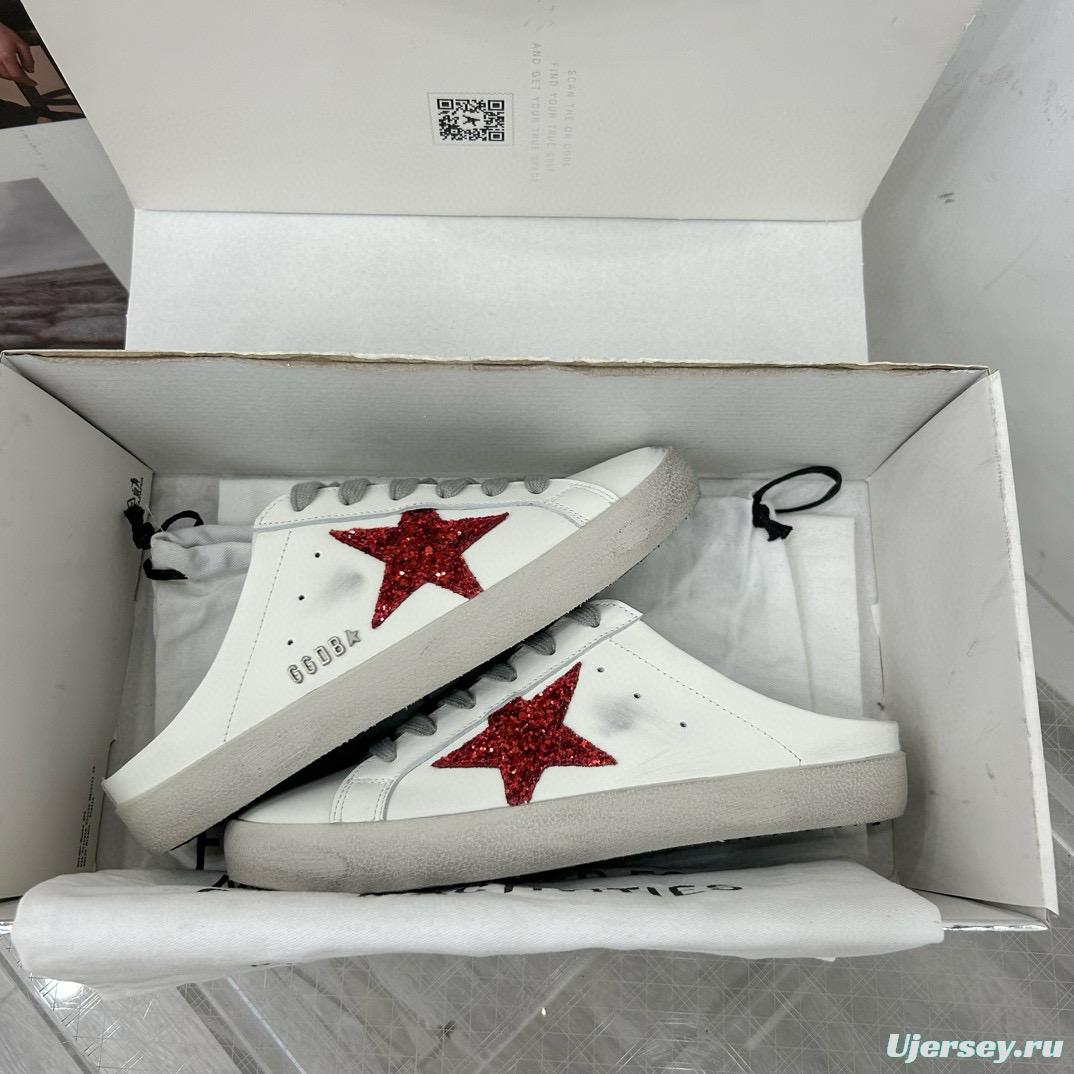 2025 Women GGDB White Red Leather Sneakers