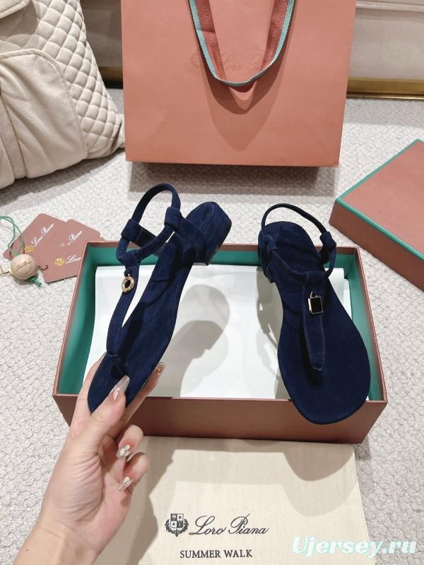 2025 Women LP Navy Suede Sandals LY00000